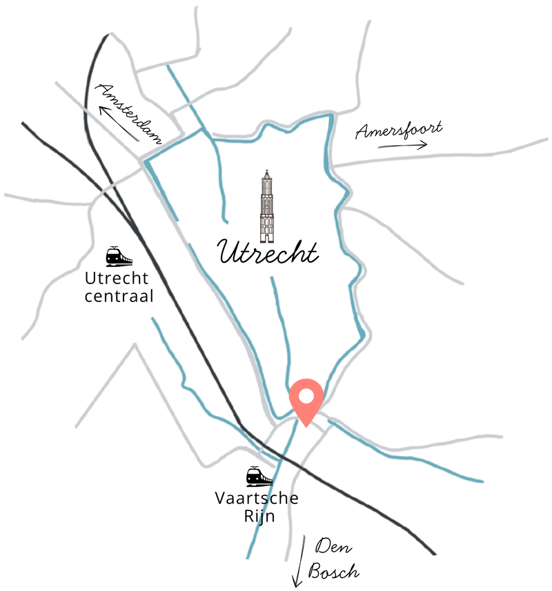 Kaartje met de locatie van het Filo Arts atelier